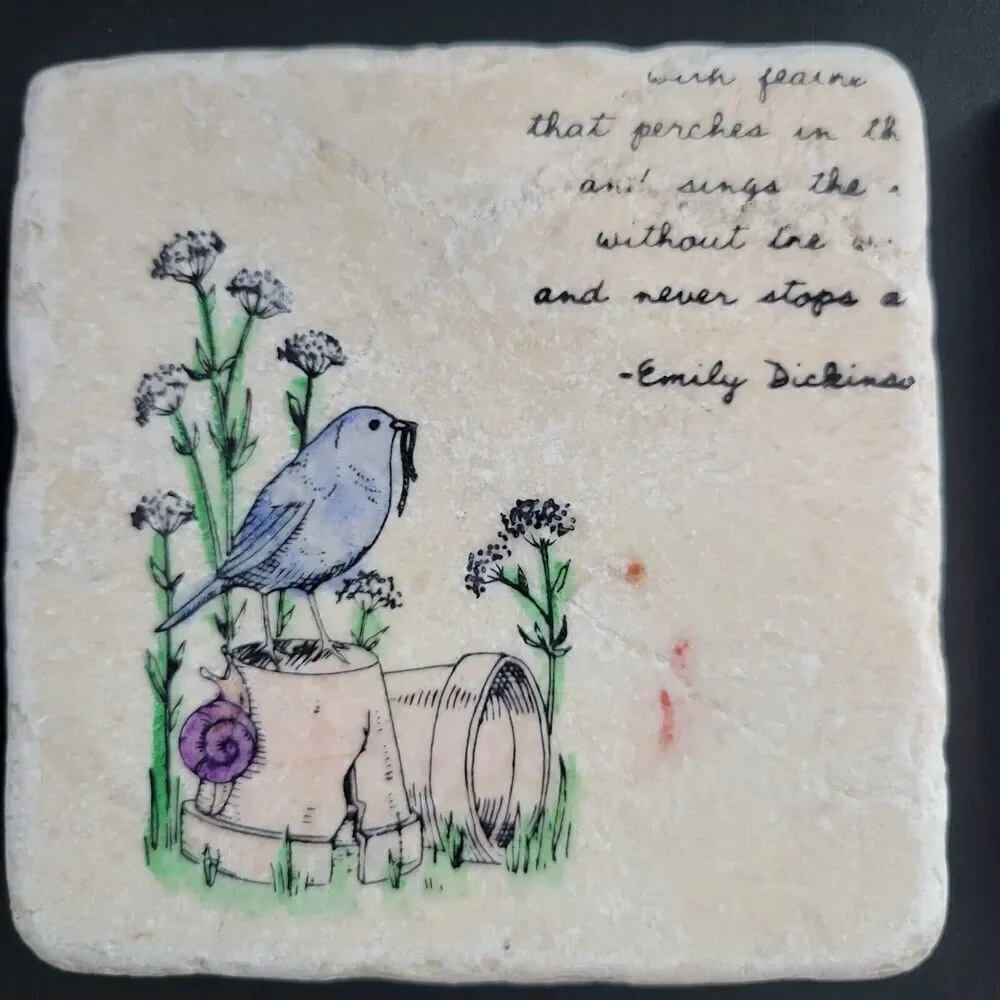 Stone Tile Bird Coasters • Set Of 4 • 4